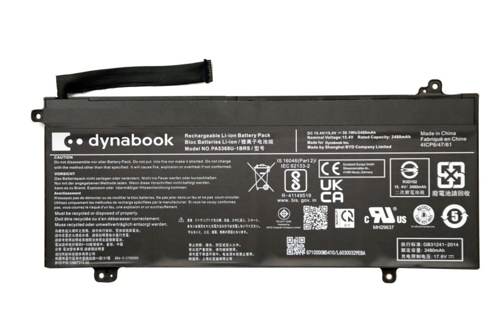 2480mAh 38.1Wh Bateria Toshiba Dynabook Satellite Pro L50-G-17W