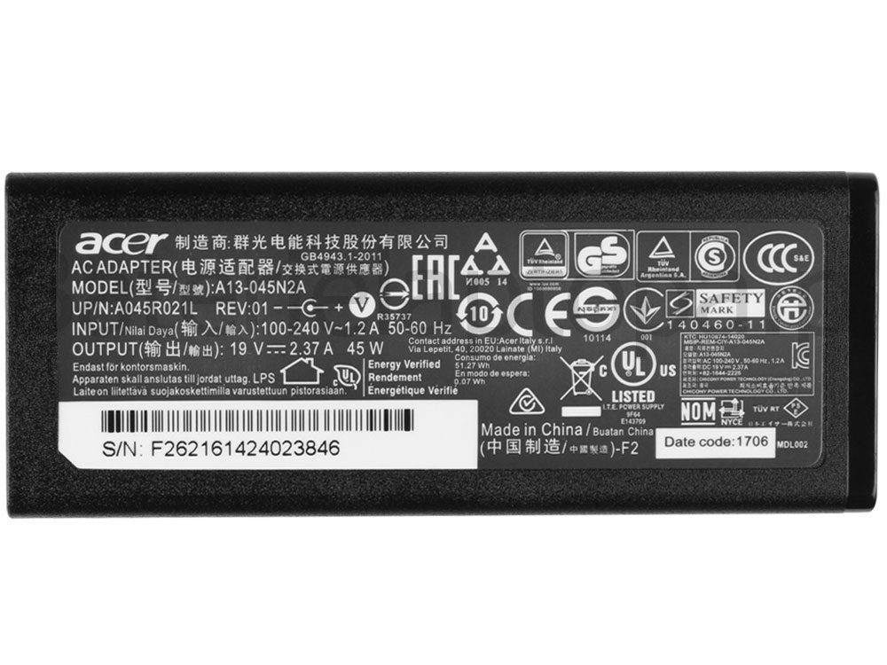 45W Oryginalny Zasilacz Ładowarka do Acer Aspire E5-573-39B7
