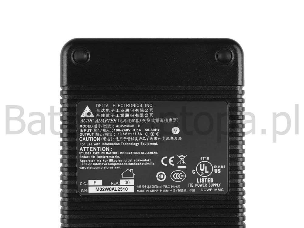 230W Zasilacz Ładowarka do Clevo P771DM P771DM-G